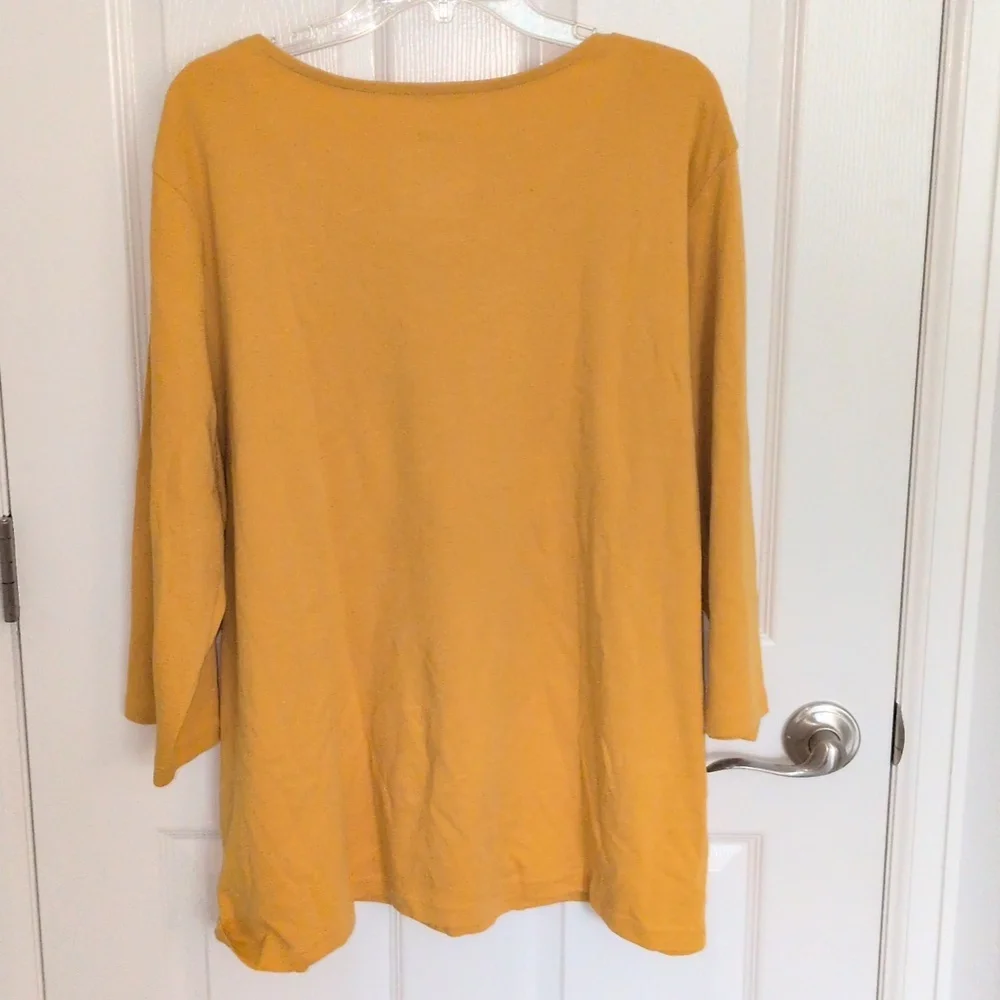 NWOT Blair Dark Yellow 3/4 Sleeve Top - 3X